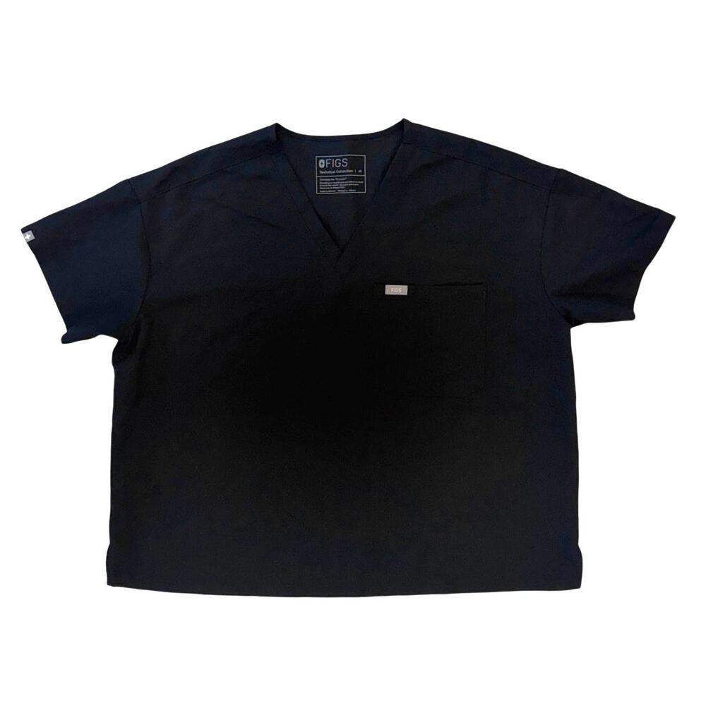 Figs Arua Boxy V-Neck Scrub Top Black Size M
